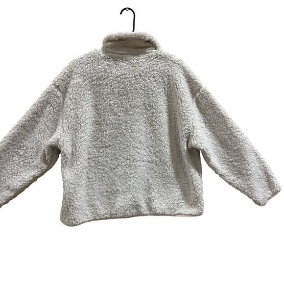 Athleta Women’s Sherpa Fleece Zip Jacket Cream White M Cozy Full Zip perfromance - Picture 3 of 11